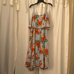 paper crown Sleeveless Flower Print Dress